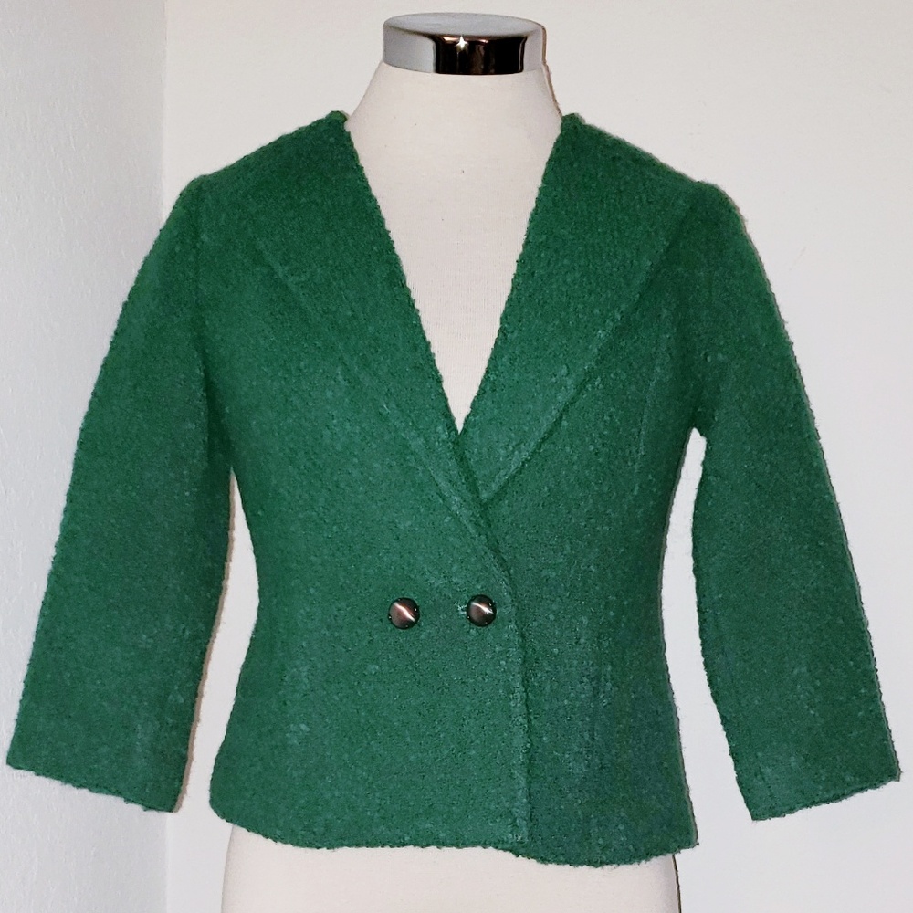 CAbi Lined Cropped Blazer Jacket Ivy Green #532